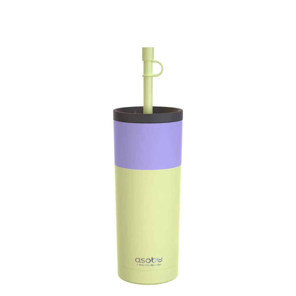 asobu Ocean Stainless Steel Tumbler with Flexible Straw Lid | Insulated Water Bottle for Ice Coffee, Cold Brew | Flip Open Lid for Hot Tea and Coffee | Reusable Travel Cup 27 Ounce (Mint)