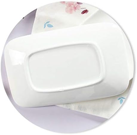 Shining Cute Rabbit Cartoon Ceramic Rectangle 7.9 Inch Round Dinner Plates Set Salad Dessert Bread Fruit Plate Serving Dish (Rabbit Rectangle)
