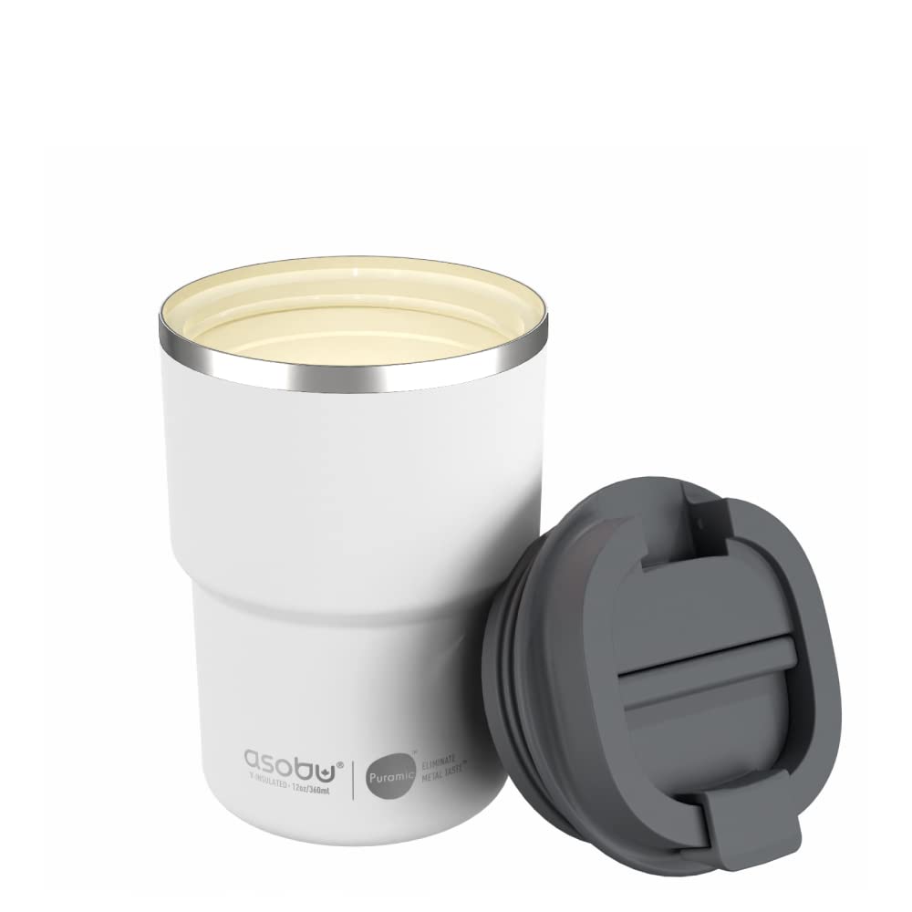 asobu Extra Large Travel Explorer Tumbler for Hot and Cold with Stainless Steel Removable Coffee Mug Sleeve - Straw and Flip Open Sip Spout, 34 oz / 25 oz (Basil Green)