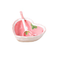 WAIT FLY Heart Shape Ceramic Dinnerware Set, Cute Strawberry Tableware Set, Dessert Plate, Salad Bowl, Appetizer Snack Mixing Bowl with Spoon - Pink Set