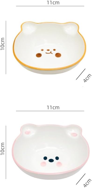 Household Cute Ceramic Bowl Soy Sauce Vinegar Cartoon Seasoning Underglaze Color Bear Dessert (Mixed)