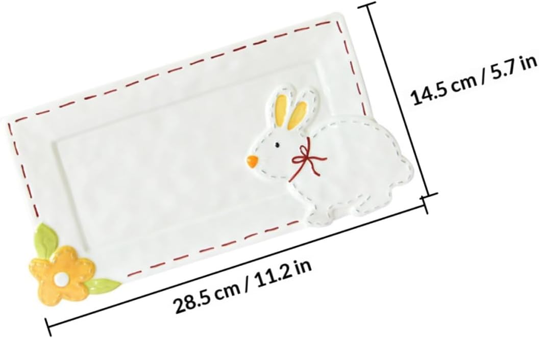 Creative Rabbit Ceramic Plate for Serving Food, Cartoon Novelty Dish