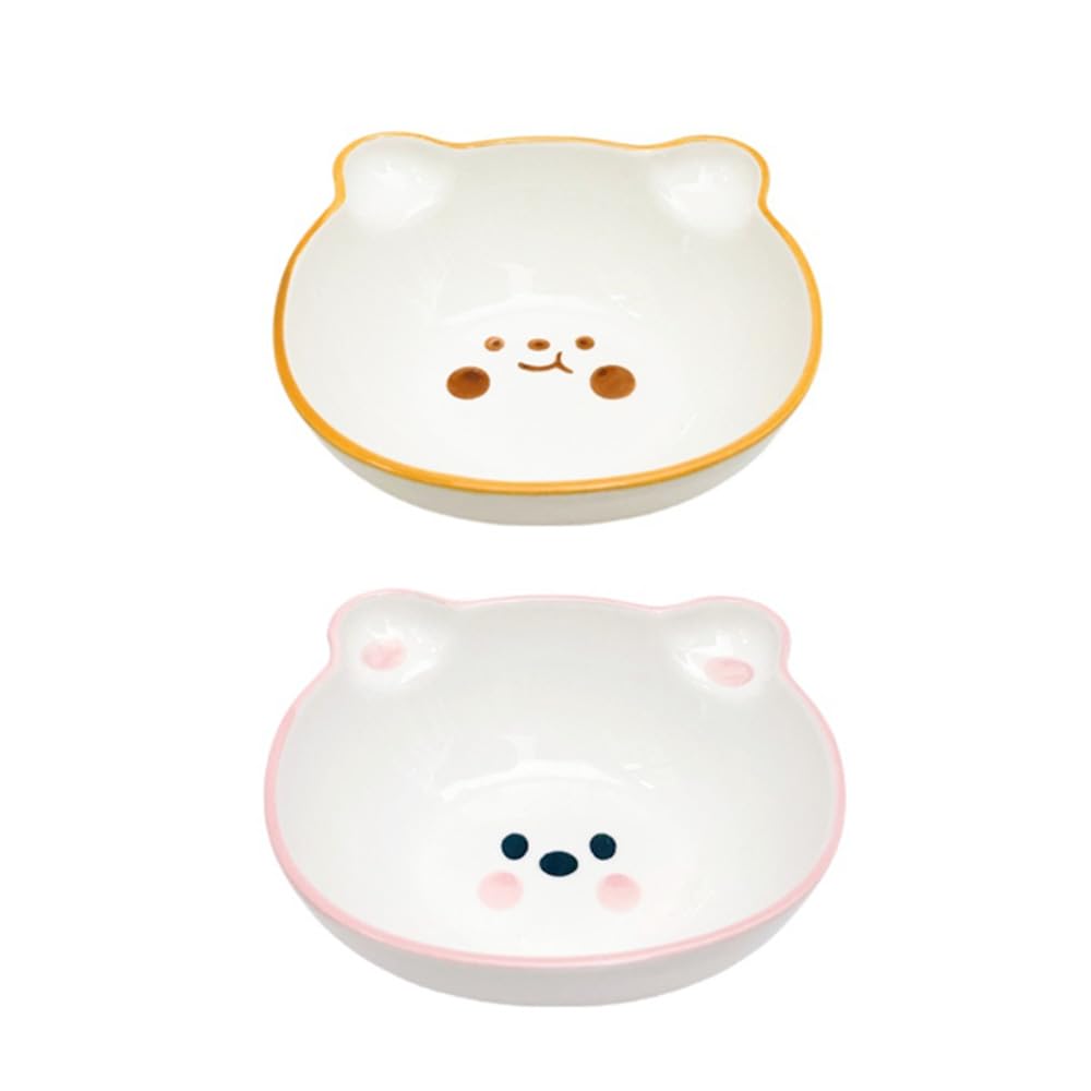Household Cute Ceramic Bowl Soy Sauce Vinegar Cartoon Seasoning Underglaze Color Bear Dessert (Mixed)