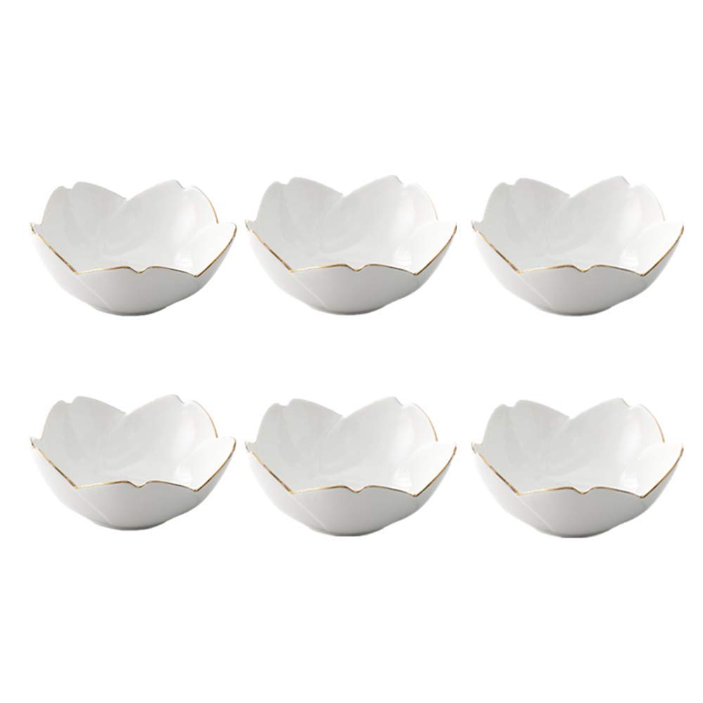 Japanese Style Soy Sauce Dishes set of 6, Cherry Blossom Porcelain Sauce Dish Seasoning Dish Sushi Soy Dipping Bowl Dessert Bowl Appetizer Plates Serving Dish for Kitchen Home (Blue)
