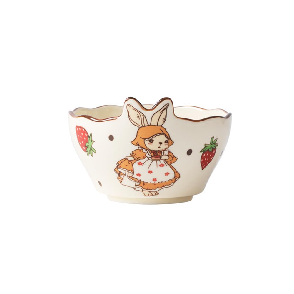 Ceramic Tableware Pasta Plate Bowl and Cup Combination Household Cartoon Cute Set Dinner Snack Breakfast Dessert Bird's Nest Salad Fruit Ice Cream Soup(8.5" Pan-Cake)