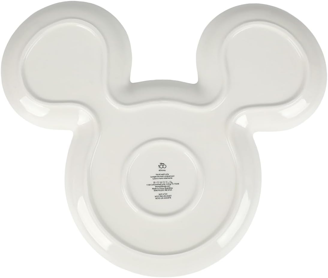 Bioworld Disney 100 Steamboat Willie Artwork Mickey Mouse Shaped 12 White Tray Plate