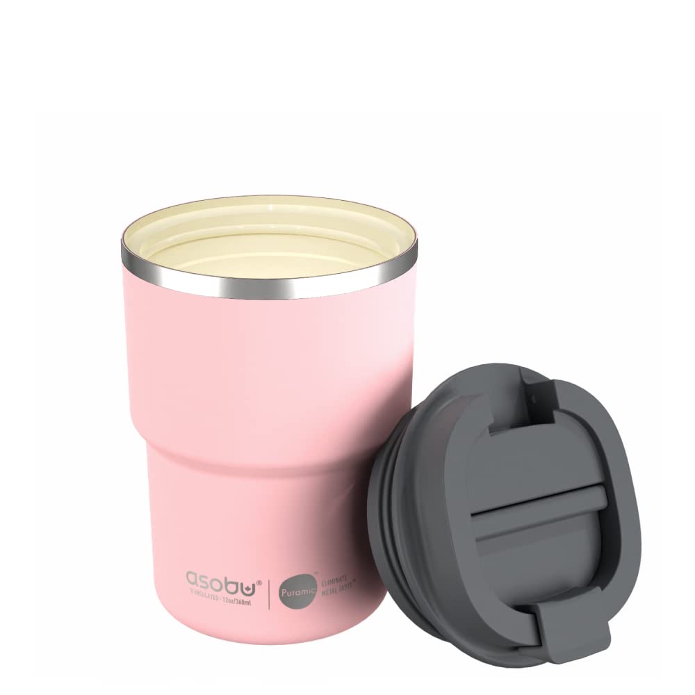 asobu Extra Large Travel Explorer Tumbler for Hot and Cold with Stainless Steel Removable Coffee Mug Sleeve - Straw and Flip Open Sip Spout, 34 oz / 25 oz (Basil Green)