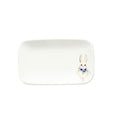 Shining Cute Rabbit Cartoon Ceramic Rectangle 7.9 Inch Round Dinner Plates Set Salad Dessert Bread Fruit Plate Serving Dish (Rabbit Rectangle)