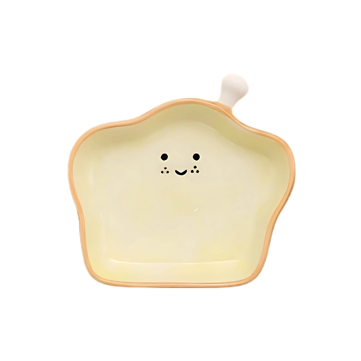 Ceramic Toast-Shaped Mini Dip Plate - Cute Appetizer Dish for Sushi, Dips, Condiments & Party Snacks - Oven & Dishwasher Safe (3.7" L x 3.5" W)