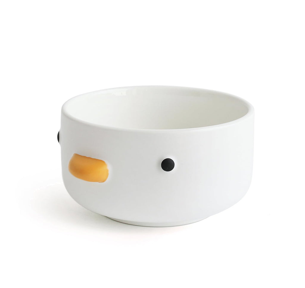 PURROOM Funny Cute Duck 6'' Salad Bowl, Handmade Glaze Chick Safety Ceramics Flat Bottomed Bowl, Home Family, Friend.