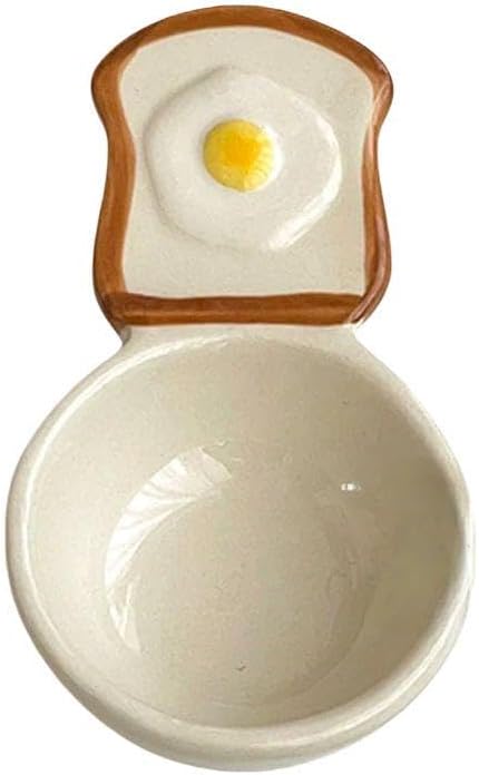 Cartoon Ceramic Dipping Sauce Plate Set, Hand-Painted Small Dish with Handle for Condiments, Soy Sauce, Salad, Chili Oil, Cute Serving Bowl for Sushi, Hot Pot, Dessert, Kitchen Gift (Style 1)