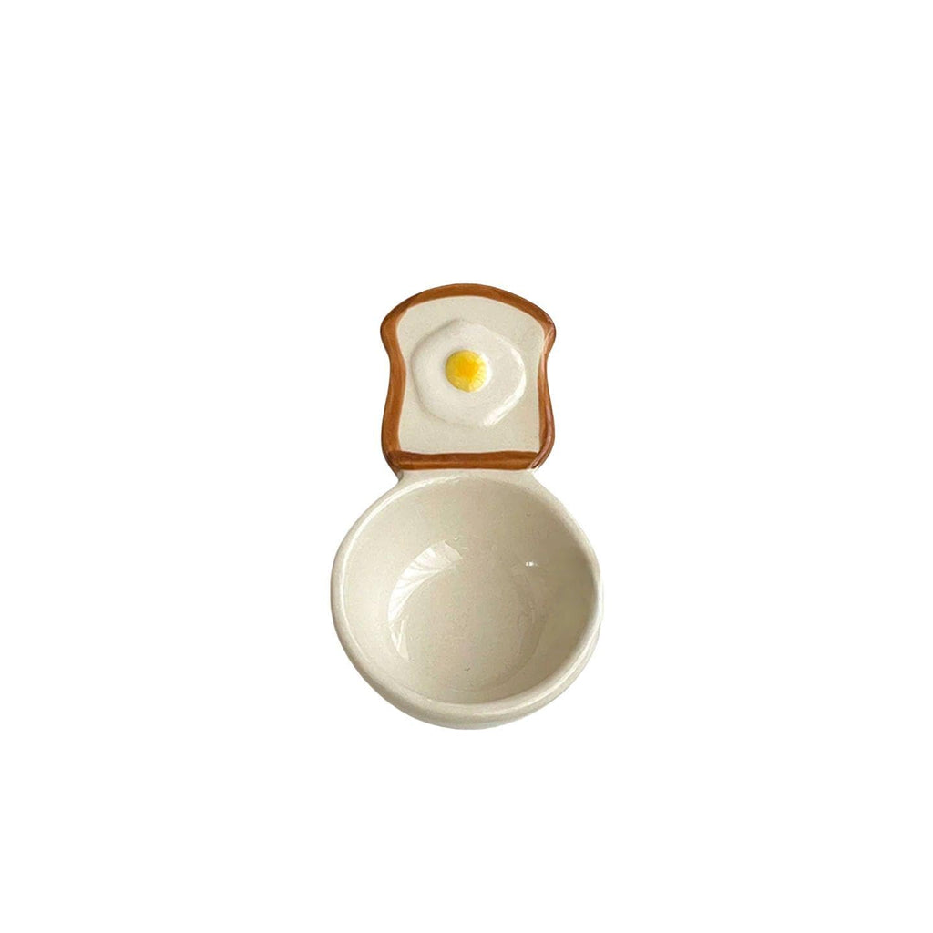 Cartoon Ceramic Dipping Sauce Plate Set, Hand-Painted Small Dish with Handle for Condiments, Soy Sauce, Salad, Chili Oil, Cute Serving Bowl for Sushi, Hot Pot, Dessert, Kitchen Gift (Style 1)