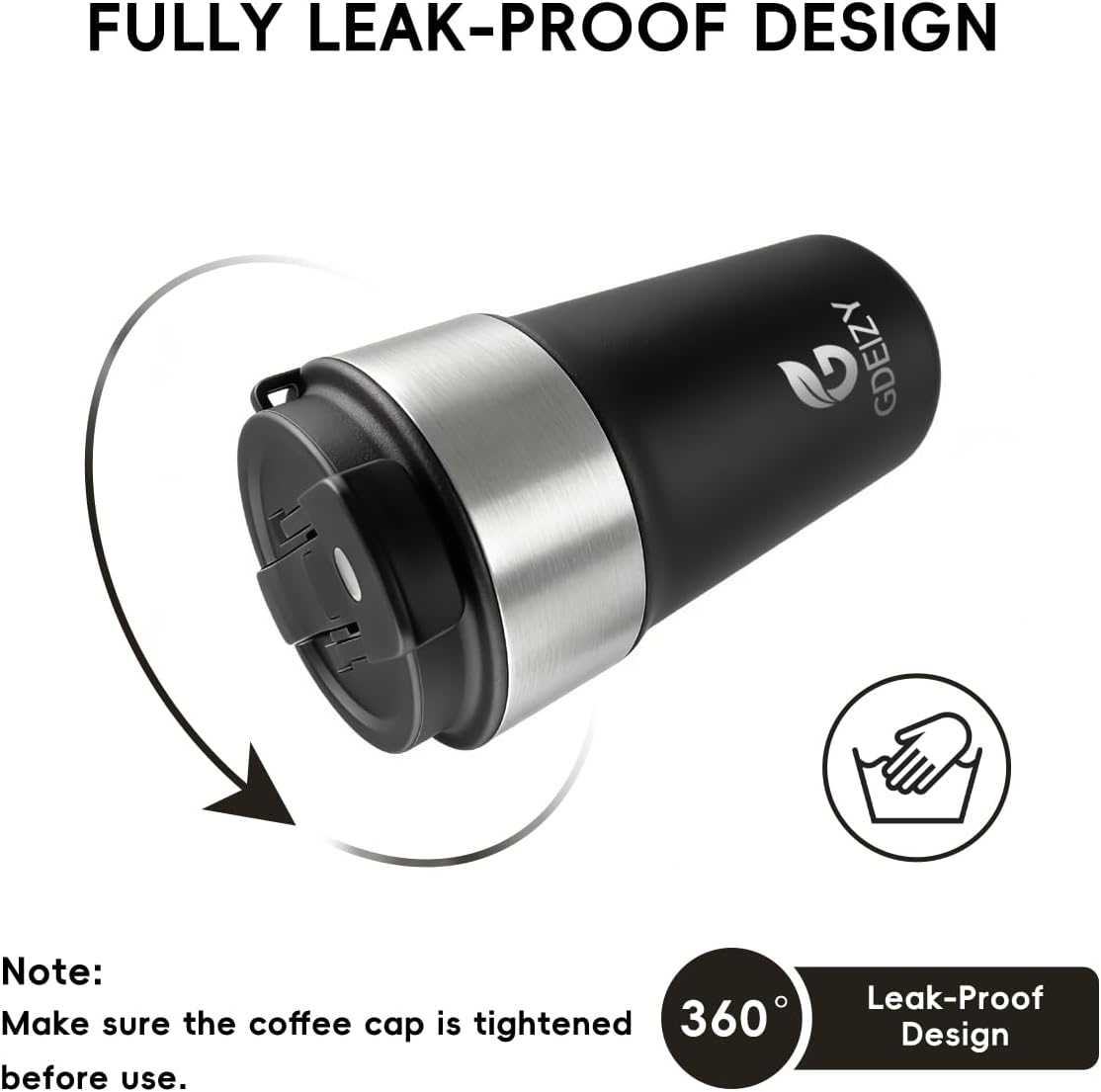 Insulated Travel Coffee Mug, 17oz Stainless Steel Leakproof Flip Straw Cup