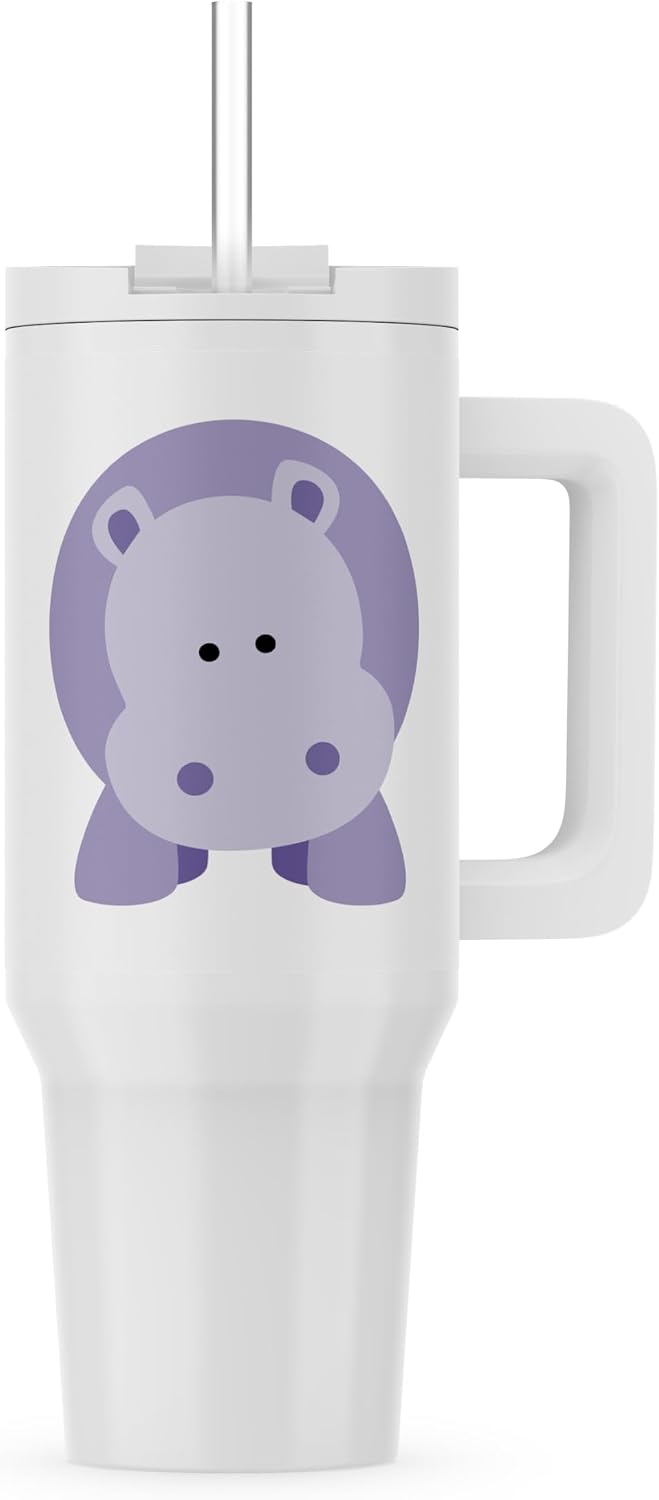 3dRose, Cute cartoon hippo, 40oz Tumbler