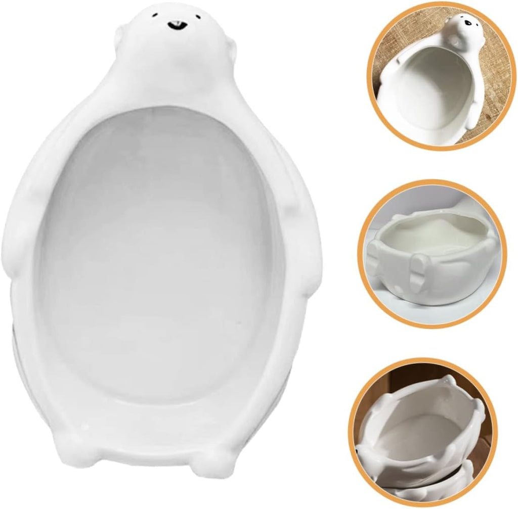 Polar Ceramic Salad Bowl Dessert Serving Cute Animal Shaped Food for Fruit Snacks Home Hotel Use 7.87 X 5.74 X 3.34 in