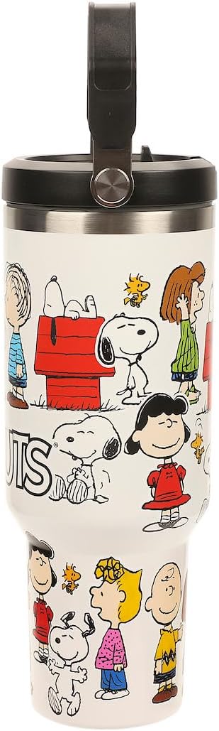 Peanuts All-Over Character Print White 40 Oz Stainless Steel Water Bottle