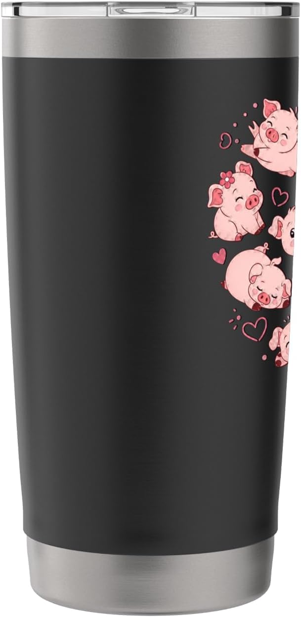 Cute Cartoon Piglets in Heart Shape Illustration Stainless Steel Insulated Tumbler