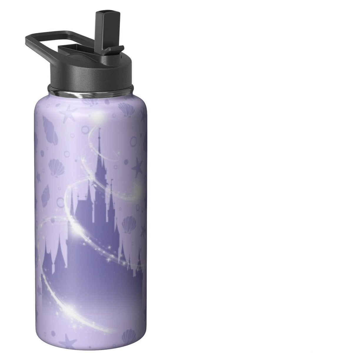 40oz Cartoon Castle Water Bottle - Fireworks Bowknot Double Wall Vacuum Insulated Stainless Steel Tumbler with Leakproof Flip Straw & Handle,Travel Mug for Hot/Cold Drinks - Gift for Castles Lovers