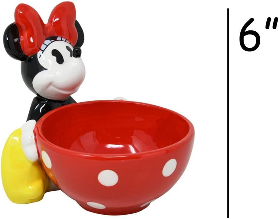 Disney Minnie Mouse Candy Dish, Officially Licensed, Ceramic Snack Bowl, Figurine - 6 Inch