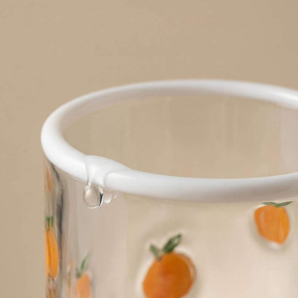 Cherry Icon Juice Glasses, Aesthetic Glass Juice Cups 14 oz Cocktail Glasses Drinking Glass Old Fashioned Iconic Glasses for Women Sister Friend Party (1, Orange)