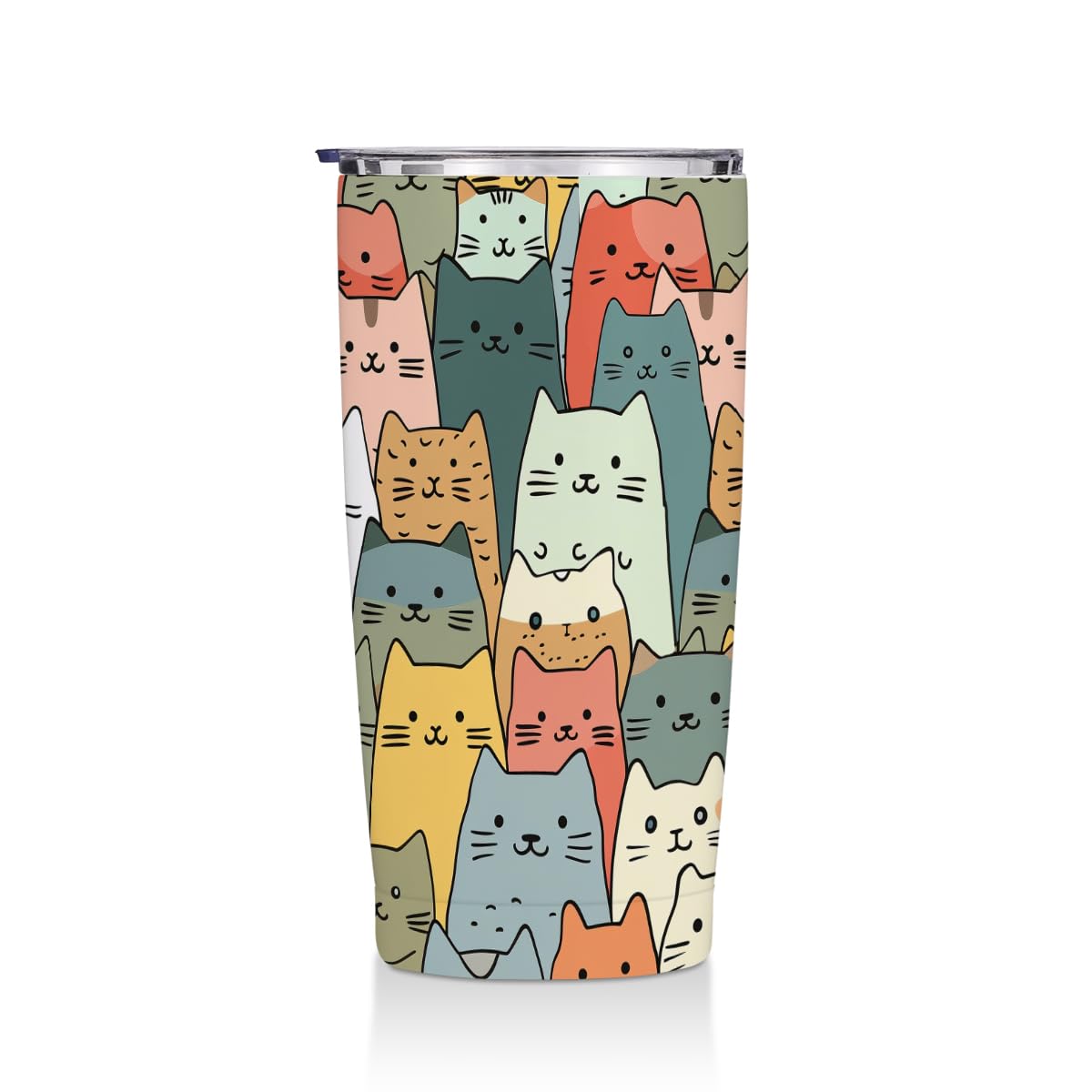 Cute Cat 20 oz Tumbler, Funny Cats Stainless Steel Insulated Water Bottle