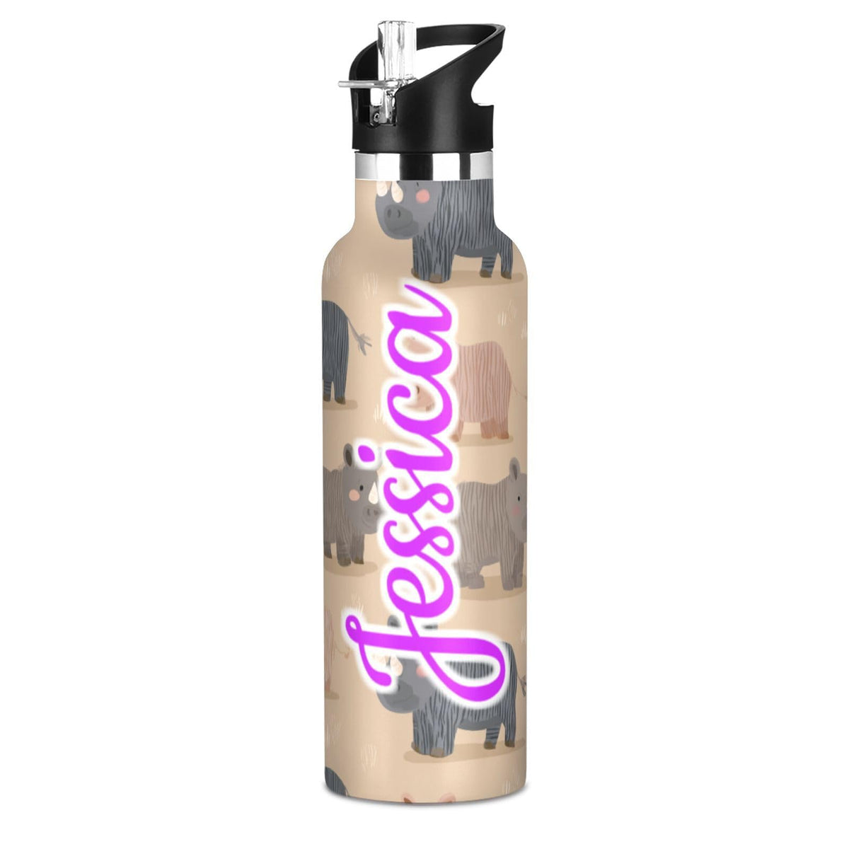 Kcldeci Kids Water Bottle for School Cartoon Chicken Nuggets Personalized 20oz Stainless Steel Insulated Tumbler with Straw, Leak-Proof Travel Flask for Boys Girls, BPA-Free