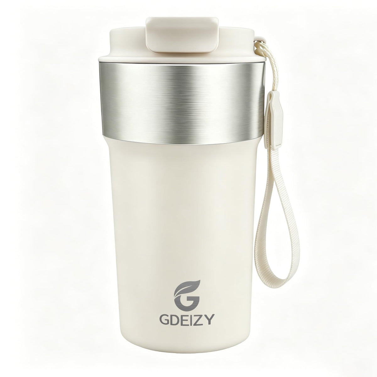 Insulated Travel Coffee Mug, 17oz Stainless Steel Leakproof Flip Straw Cup