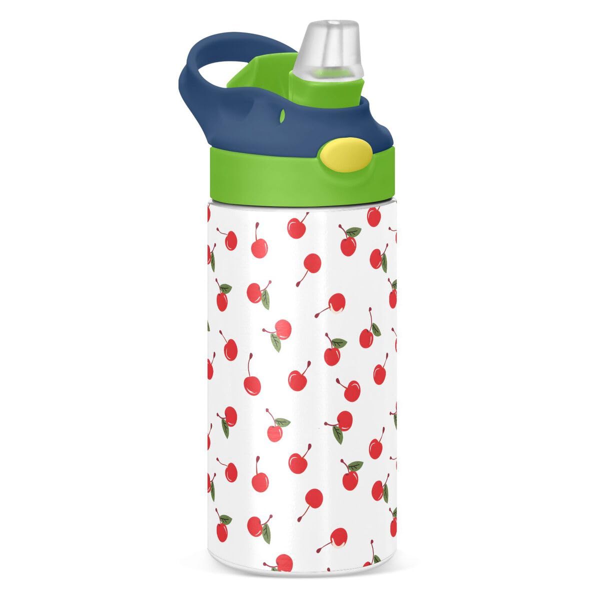 ALAZA Zebra Cartoon Blue Kids Water Bottles Insulated Stainless Steel Tumbler Travel Cup Lids Straw Double Walled Leakproof 12 OZ for Boys Girls