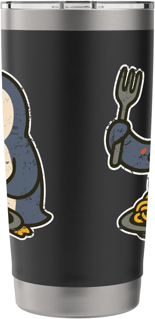 Pasta Loving Penguin Cartoon Stainless Steel Insulated Tumbler