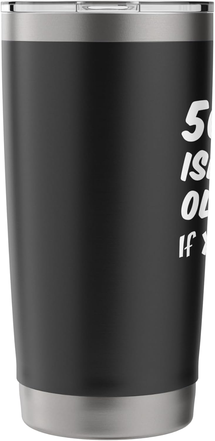 50 Isn't Old If You're A Tree Funny Cartoon 50th Birthday Stainless Steel Insulated Tumbler
