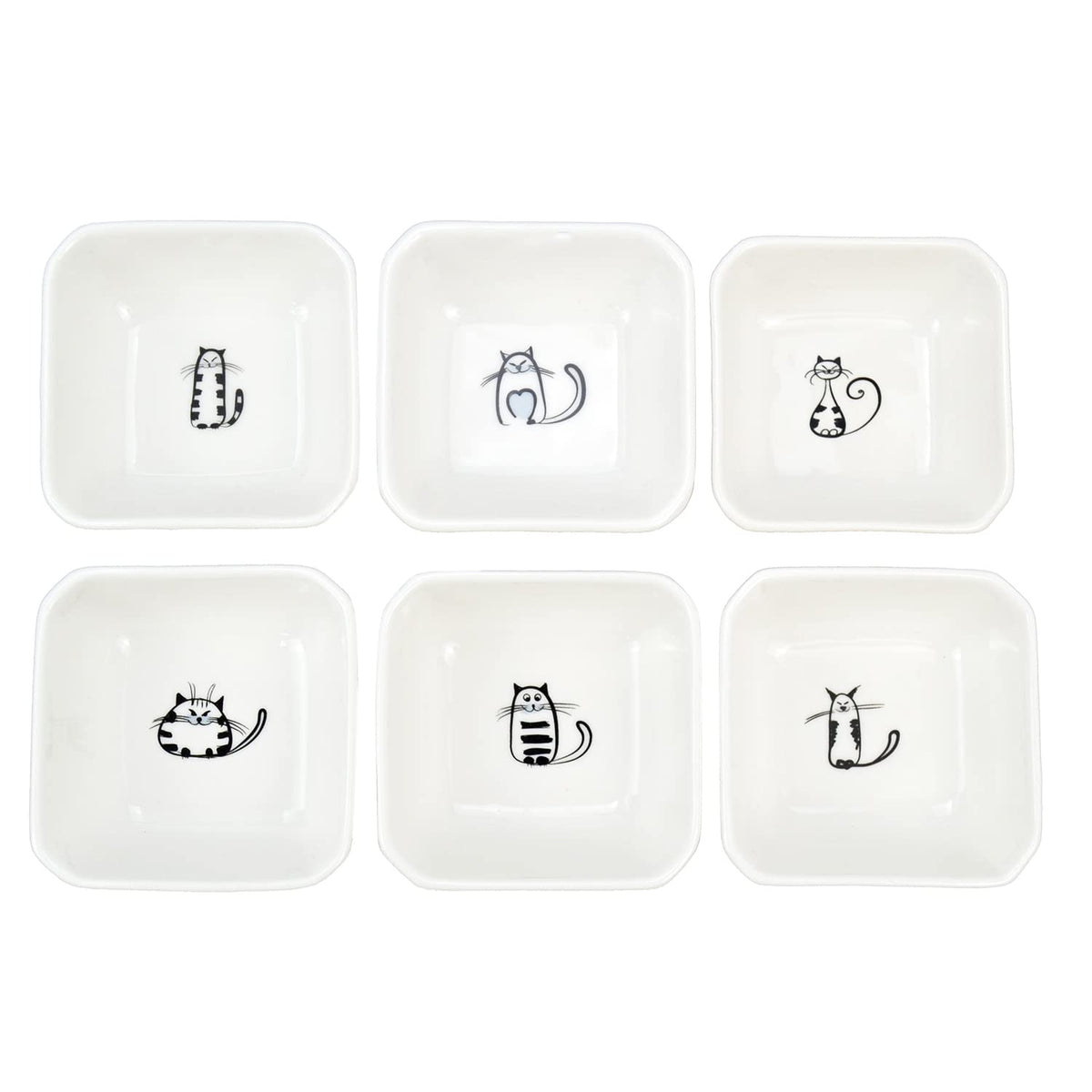 SOCOSY Super Cute Cartoon Animal Pattern Ceramic Sauce Dish/Seasoning Dish/Sushi Soy Dipping Bowl/Appetizer Plates/Serving Dish for Kitchen Home(Set of 6)-Dog Heads