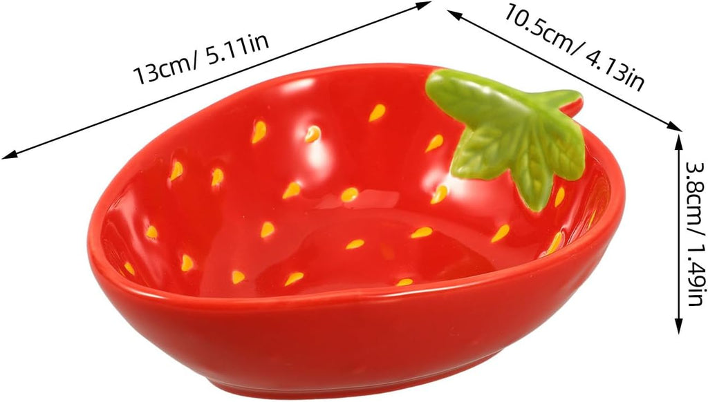 BESTOYARD Strawberry Pattern Ceramic Salad Bowl 5.11 in Fruit Bowl for Dessert Snacks Side Dishes and Daily Use 1 Piece Serving for Home Kitchen Dining