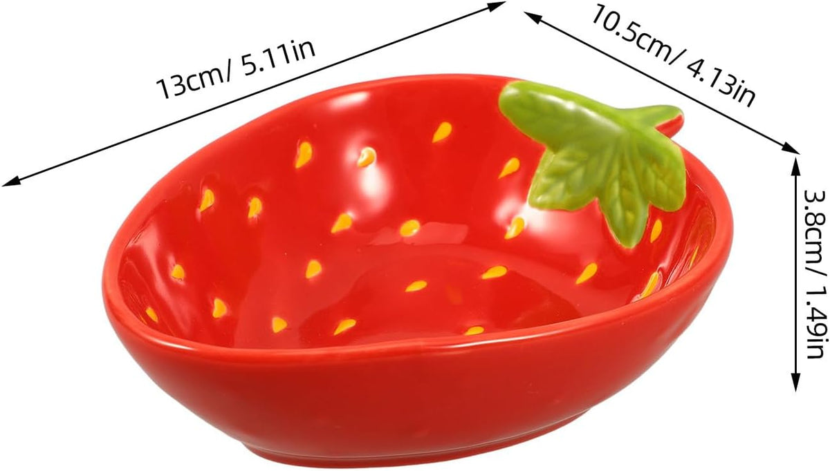 BESTOYARD Strawberry Pattern Ceramic Salad Bowl 5.11 in Fruit Bowl for Dessert Snacks Side Dishes and Daily Use 1 Piece Serving for Home Kitchen Dining
