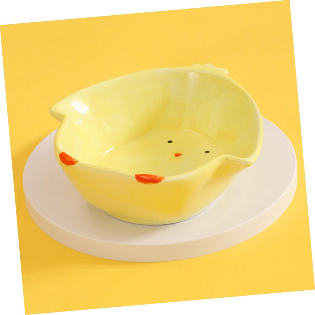 Zerodeko Adorable Ceramic Salad Bowl for Party Snack Serving Reusable Food Dish with Premium Texture Cute Cartoon Design for Home Dining Appetizer and Dessert Use