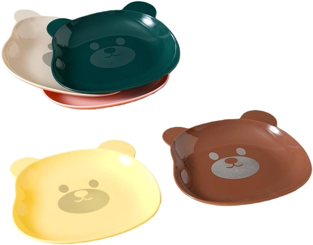 COMIART Cute Bear PP Material Small Dish for Dipping Sauces and Bones - 5 Colors Set