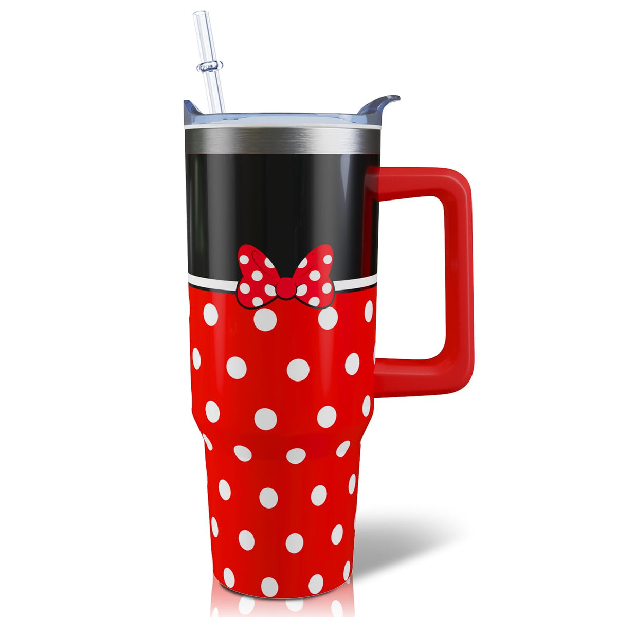 30oz Cartoon Mouse Tumbler | with Handle and Lid and Straw | Stainless Steel Insulated Tumbler | Black Travel Coffee Mug -Birthday,Christmas Gift