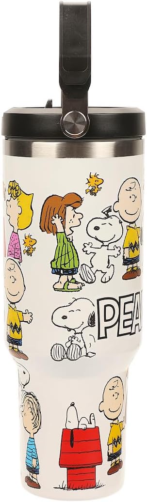 Peanuts All-Over Character Print White 40 Oz Stainless Steel Water Bottle