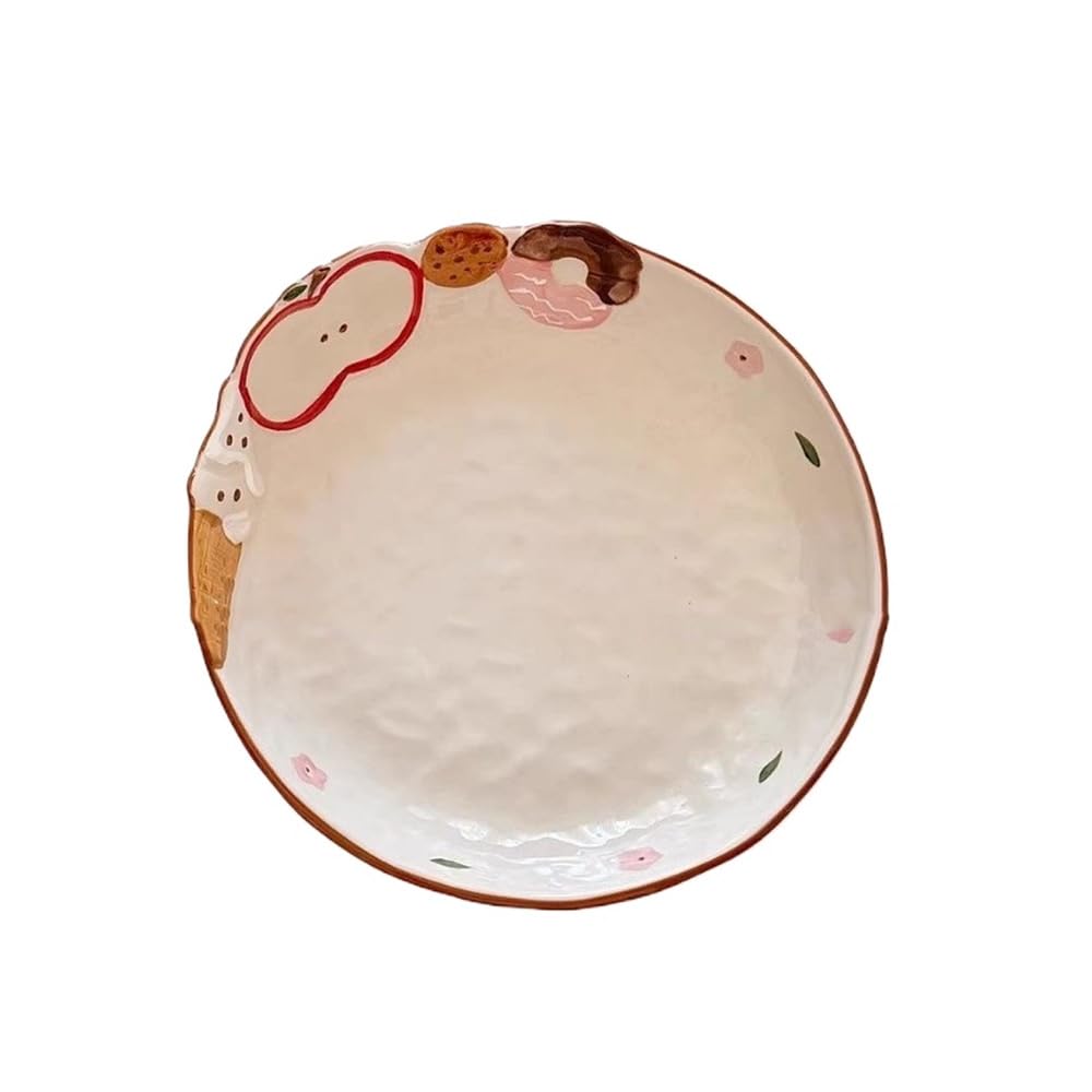 Cartoon Relief Underglaze Color Ceramic Tableware Set Seasoning Dish Rice Bowl Noodle Salad Pasta Soup Deep Plate (9-Inch Salad Bowl)