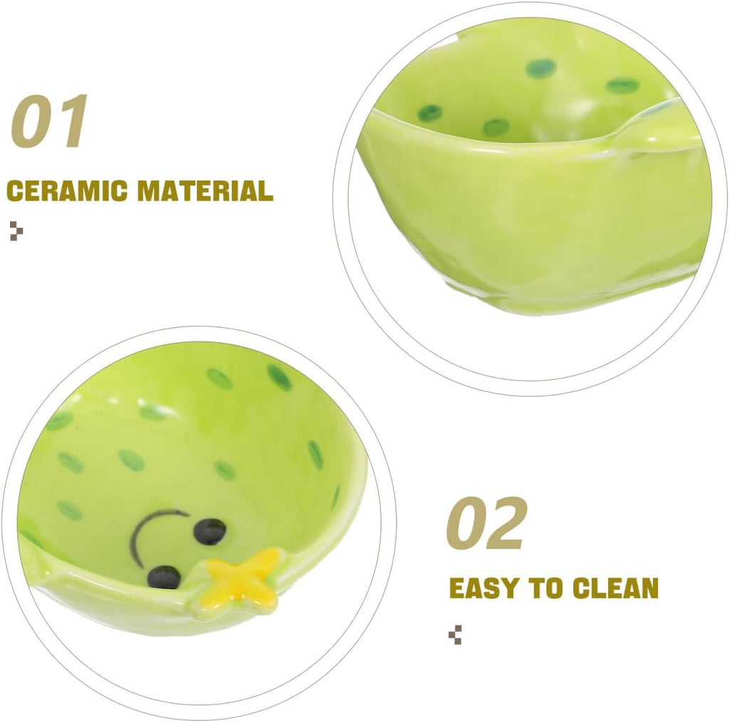 Luxshiny Cactus Dipping Sauce Dish Cartoon Serving Plate for Soy Sauce Sushi Hot Pot Side Dishes Cactus Shaped Snack Bowl 4.72 X 4.13 X 1.96 in