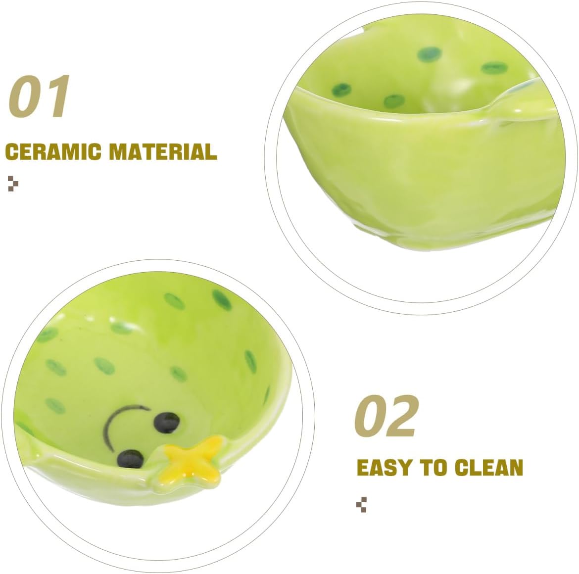 Luxshiny Cactus Dipping Sauce Dish Cartoon Serving Plate for Soy Sauce Sushi Hot Pot Side Dishes Cactus Shaped Snack Bowl 4.72 X 4.13 X 1.96 in