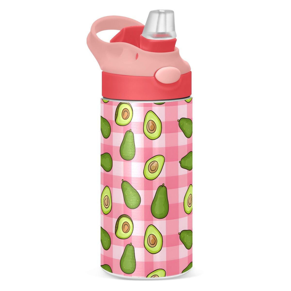 ALAZA Zebra Cartoon Blue Kids Water Bottles Insulated Stainless Steel Tumbler Travel Cup Lids Straw Double Walled Leakproof 12 OZ for Boys Girls