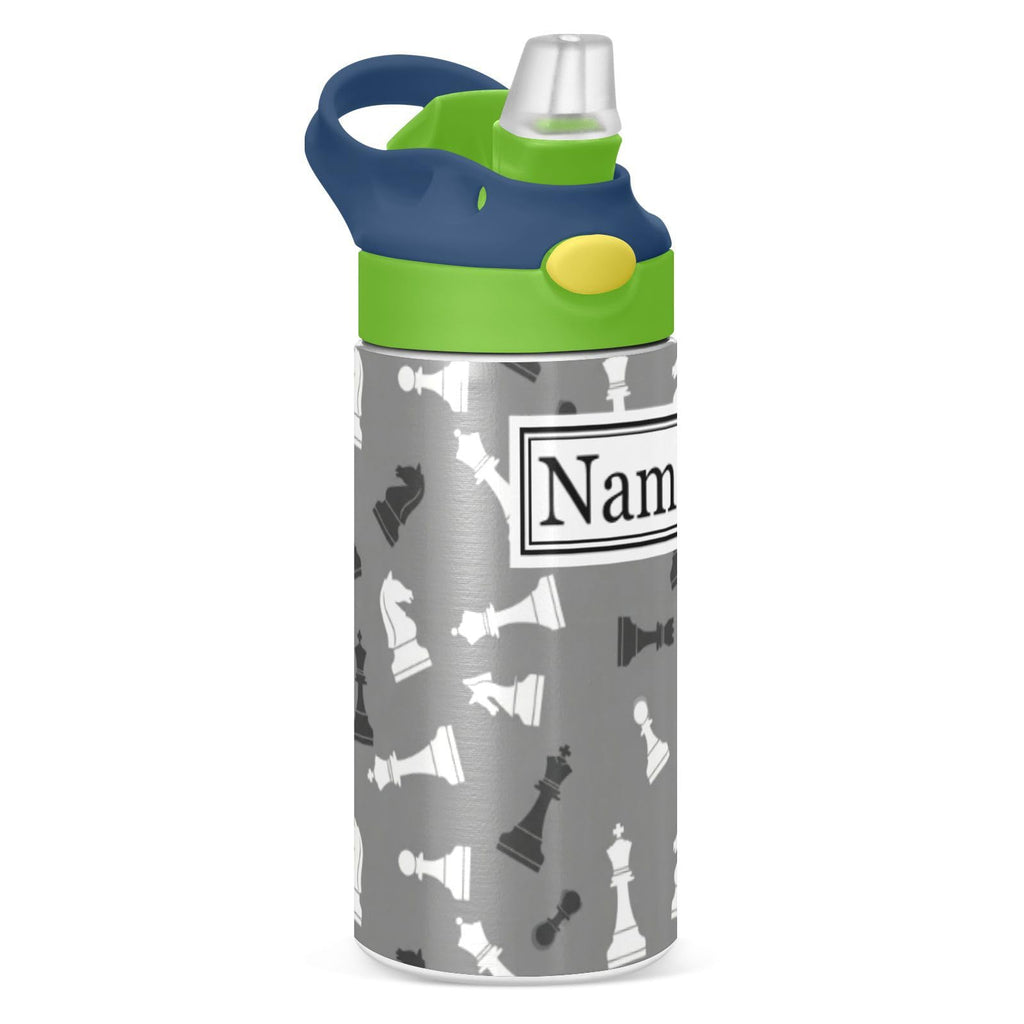 Personalized Name Water Bottles for Kids Cartoon Crocodiles Basketball Custom Toddlers Insulated Stainless Steel with Straw Lid Tumbler Gift for Boys Girls Birthday School