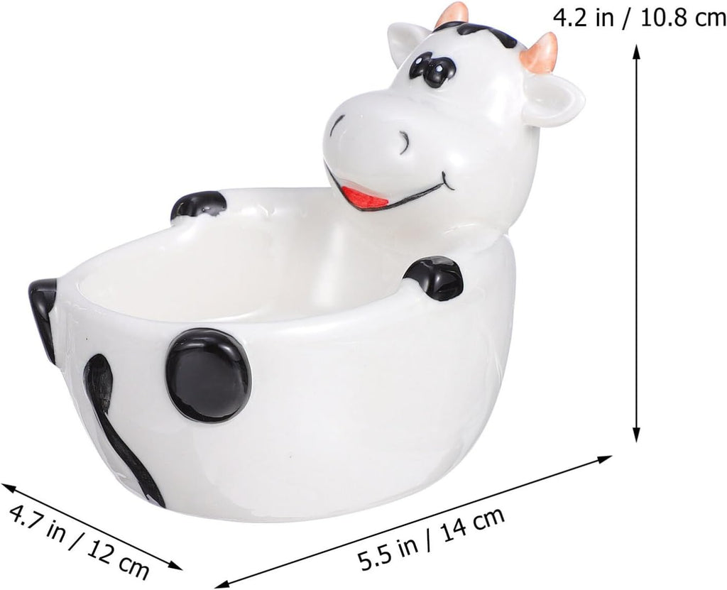ABOOFAN Animal Shaped Ceramic Bowl Lightweight Cartoon Cow Design Food Container for Dessert Breakfast Snacks Fruit Salad Pasta Soup 5.51X3.54X4.25 Inch