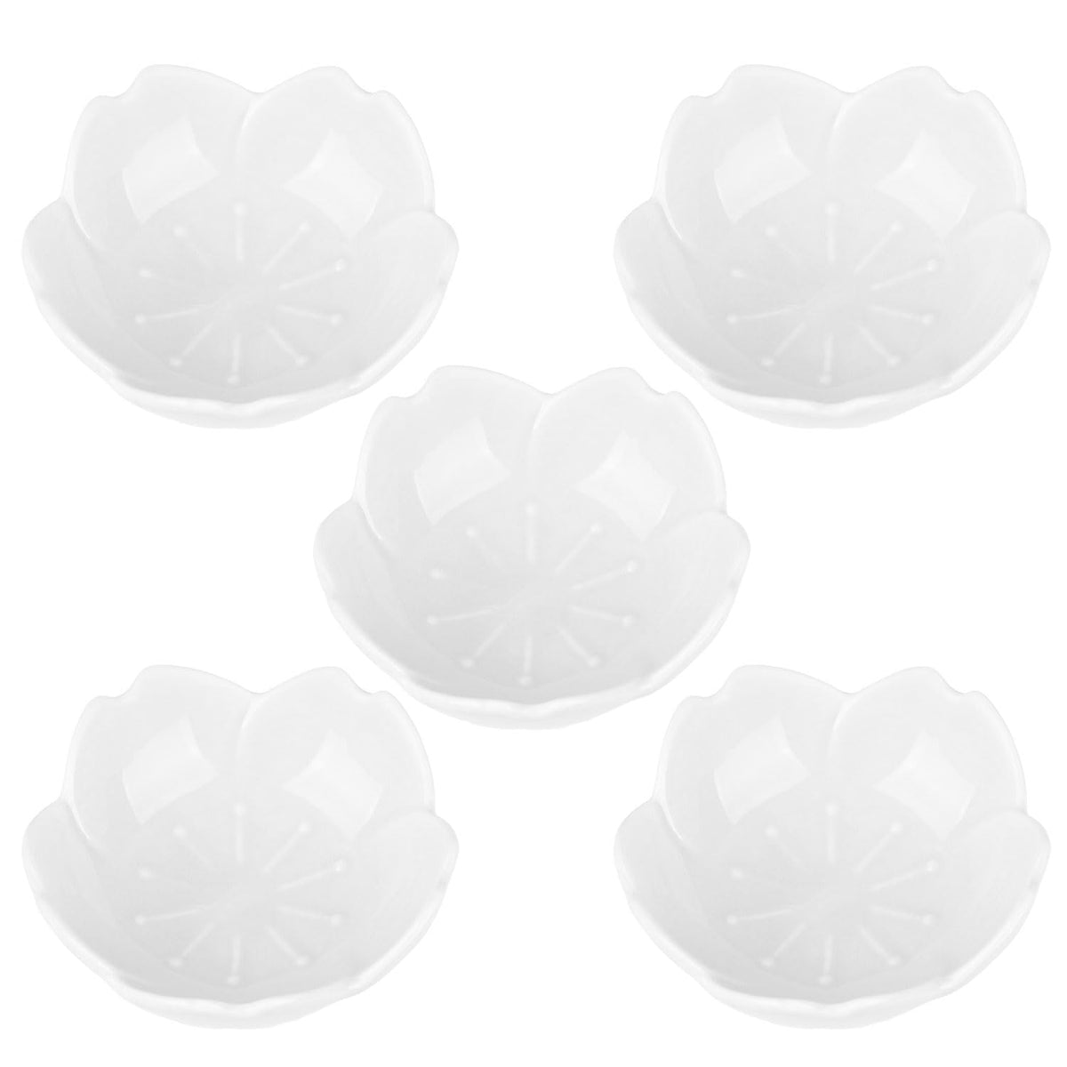 WHJY Pink Cherry Blossom Dish Set, Cute Pink Ceramic Plates, Sauce/Seasoning Dish, Sushi Dishes, Soy Dipping Bowl, Dessert, Appetizer Plates, Serving Dish for Kitchen Home – Set of 5