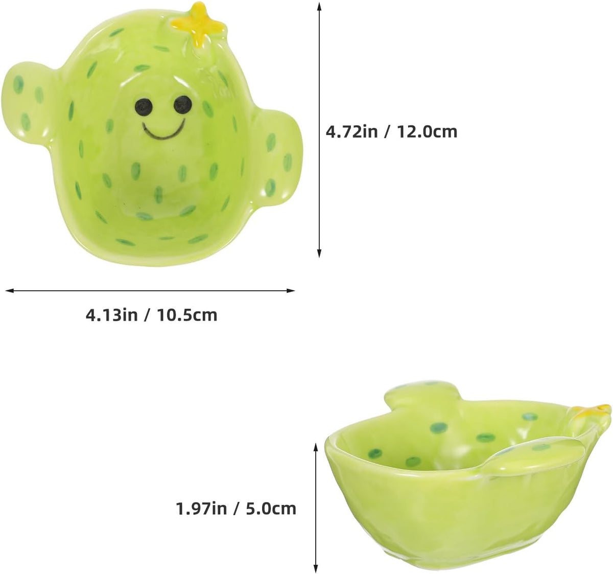 Luxshiny Cactus Dipping Sauce Dish Cartoon Serving Plate for Soy Sauce Sushi Hot Pot Side Dishes Cactus Shaped Snack Bowl 4.72 X 4.13 X 1.96 in