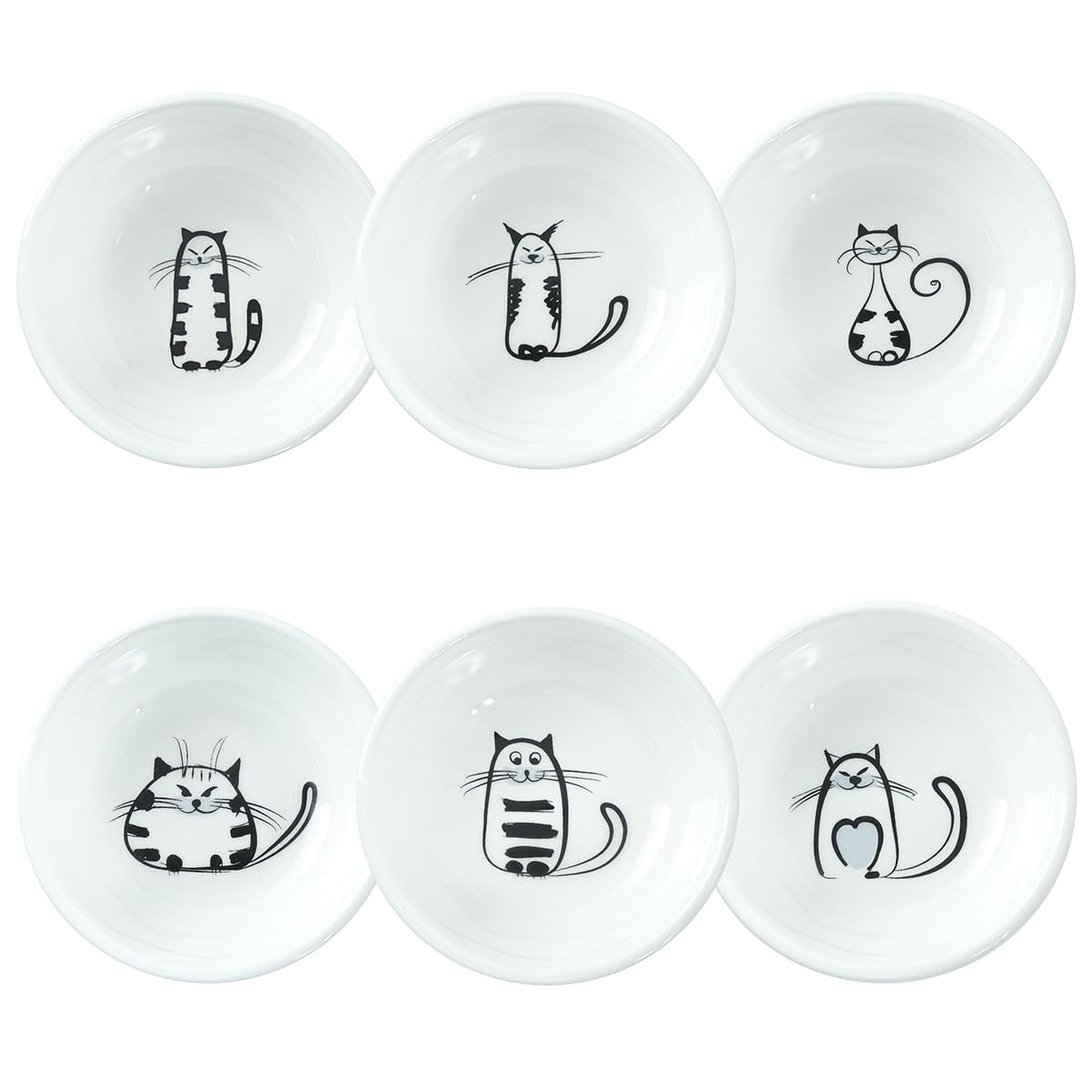 SOCOSY Super Cute Cartoon Animal Pattern Ceramic Sauce Dish/Seasoning Dish/Sushi Soy Dipping Bowl/Appetizer Plates/Serving Dish for Kitchen Home(Set of 6)-Dog Heads