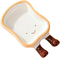 Cartoon Bread Ceramic Plates Set Dipping Dishes for Fruits, Desserts, BBQ, Oven and Dishwasher Safe Bread-Shaped Saucers (11.5 * 6.5 * 2cm)