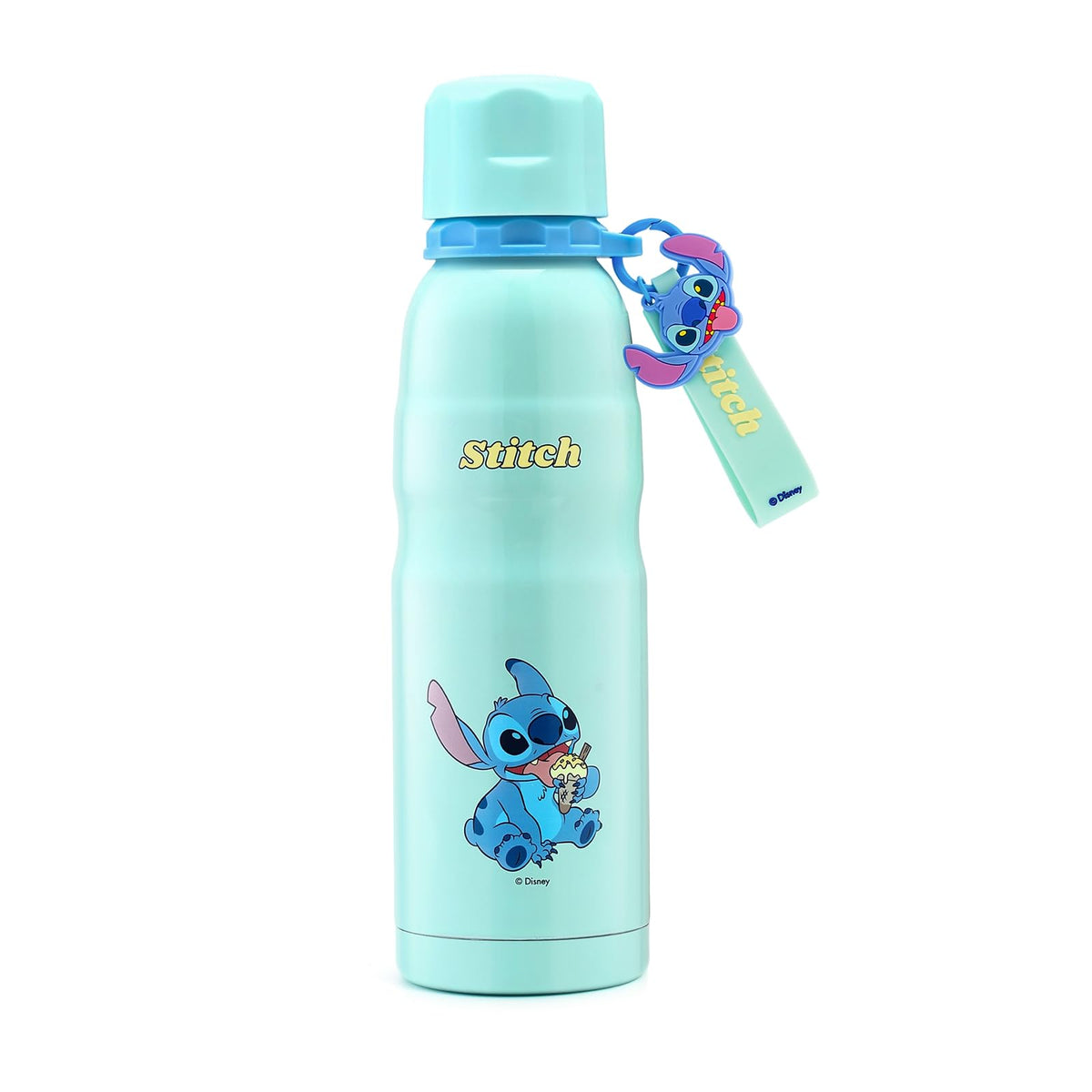 MINISO Disney Stitch Water Bottle, 20oz Lilo&Stitch Insulated Stainless Steel Bottle, Cartoon Vacuum Insulated Tumbler, Leak Proof Flip Top Stitch Cup for Sport Travel Office (Blue)