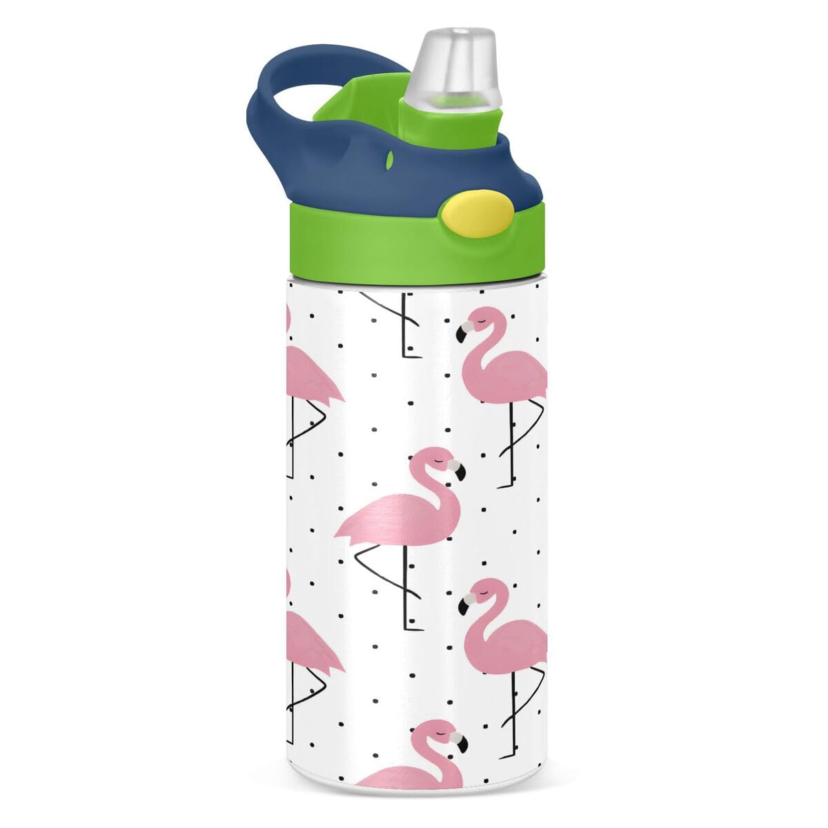 ALAZA Zebra Cartoon Blue Kids Water Bottles Insulated Stainless Steel Tumbler Travel Cup Lids Straw Double Walled Leakproof 12 OZ for Boys Girls