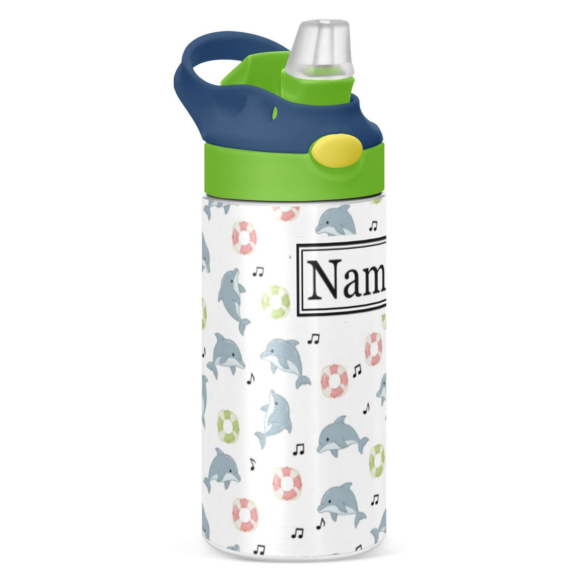 Personalized Name Water Bottles for Kids Cartoon Crocodiles Basketball Custom Toddlers Insulated Stainless Steel with Straw Lid Tumbler Gift for Boys Girls Birthday School